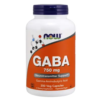NOW® Foods NOW GABA (gamma-amino-vajsav) 750 mg, 200 növényi kapszulában