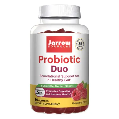 Jarrow Formulas Probiotikus DUO, probiotikumok, málna, 60 gumicukor