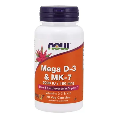 NOW® Foods NOW Mega D3 & MK-7, D3 5000 NE és K2 vitamin 180 ug, 60 kapszula