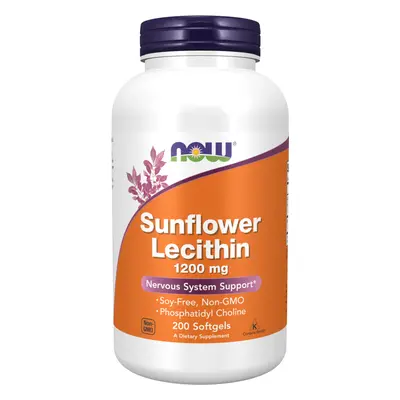 NOW® Foods NOW Napraforgó lecitin, 1200 mg, 200 lágygél kapszula