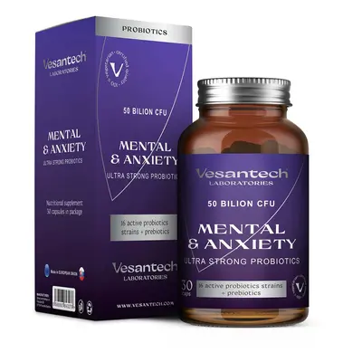 Vesantech Mental, Probiotikumok a mentális jólétért, 50 milliárd CFU, 30 bélben oldódó kapszula