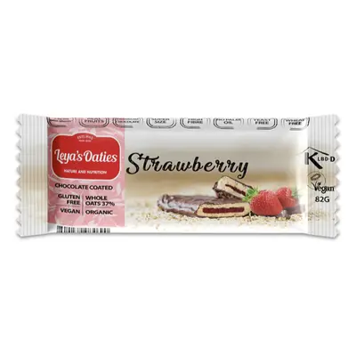 Leya's Oaties Organic Chocolate Coated Strawberry Oat Bar, epres zabszelet bio csokoládéban, 82