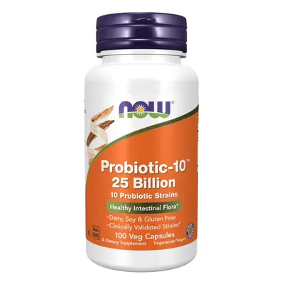 NOW® Foods NOW Probiotic-10, Probiotikumok, 25 milliárd CFU, 10 törzs, 100 növényi kapszulában