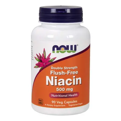NOW® Foods NOW Niacin, nincs bőrpír mellékhatás, 500 mg (Double Strength), 90 növényi kapszulába