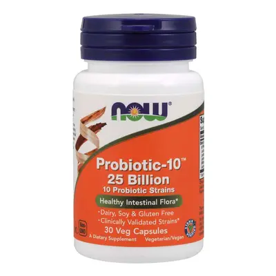 NOW® Foods NOW Probiotic-10, probiotikumok, 25 milliárd CFU, 10 törzs, 30 gyógynövényes kapszula