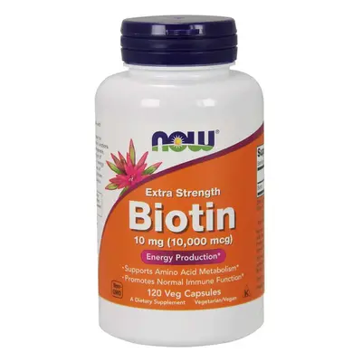 NOW® Foods NOW Biotin, 10 mg Extra Strength, 120 növényi kapszulában
