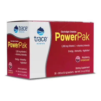 Trace Minerals Electrolyte Stamina Power Pak, vitaminok és ásványi anyagok, málna íz, 30 tasak