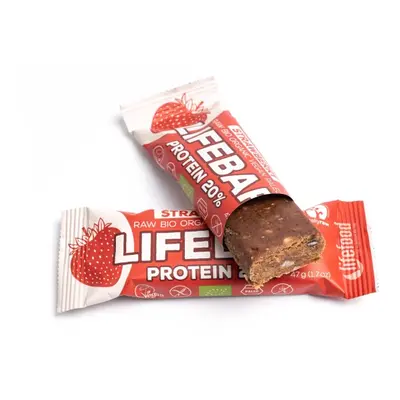 LifeFood - Lifebar Protein szelet eper, BIO, 47 g