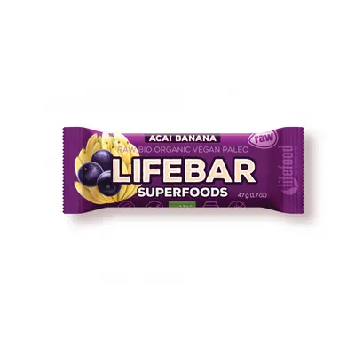 LifeFood - Lifebar acai bot banánnal BIO, RAW, 47 g