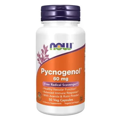 NOW® Foods NOW Pycnogenol, Acerolával és Rutinnal, 60 mg, 50 növényi kapszulában