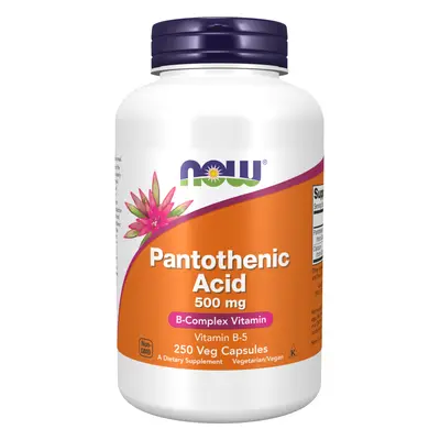 NOW® Foods NOW Panthoteic Acid B5 (pantoténsav), 500 mg, 250 növényi kapszula