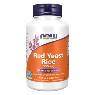 NOW® Foods NOW Red Yeast Rice (Red Yeast Rice, Extract) 600 mg, 120 gyógynövény kapszula