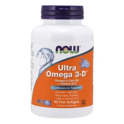 NOW® Foods NOW Ultra omega 3 D-vitaminnal, 300 DHA / 600 EPA, 90 softgel kapszulában