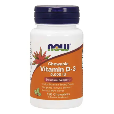 NOW® Foods NOW D3-vitamin, 5000 NE, 120 rágótabletta