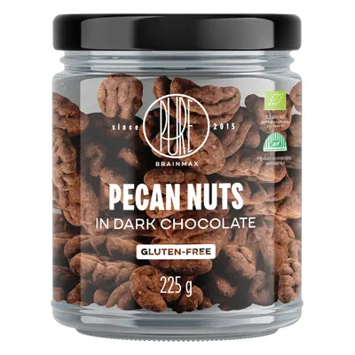 BrainMax Pure Pecan Nuts in Dark Chocolate, Pekándió étcsokoládéban, BIO, 225 g