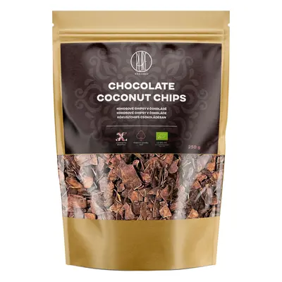 BrainMax Pure Chocolate Coconut chips, Kókuszchips csokoládéban, BIO, 250 g