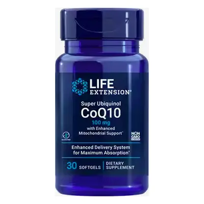 Life Extension Super Ubiquinol CoQ10 fokozott mitokondriális támogatással, Q10 koenzim, 100 mg, 