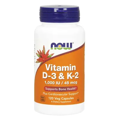 NOW® Foods NOW D3- és K2-vitamin, 1000 NE / 45 ug, 120 gyógynövényes kapszula