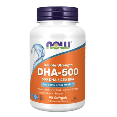 NOW® Foods NOW DHA-500, 500 DHA / 250 EPA, Omega 3, 90 softgel kapszulában