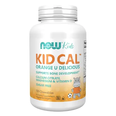 NOW® Foods NOW Kid Cal, narancs, kalcium, magnézium, D-vitamin gyerekeknek, 100 rágható rombusz