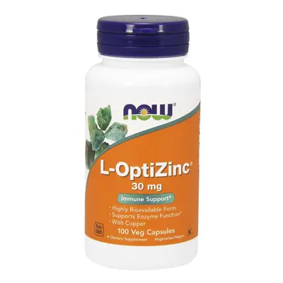 NOW® Foods NOW L-OptiZinc cink + réz, 30 mg, 100 növényi kapszula