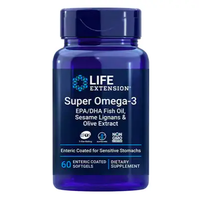 Life Extension Super Omega-3 EPA / DHA halolaj, fish oil, szezámlignánok és olíva kivonat, 60 bé