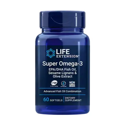 Life Extension Super Omega-3 EPA / DHA halolaj, szezámlignánok és olíva kivonat (halolaj szezám 