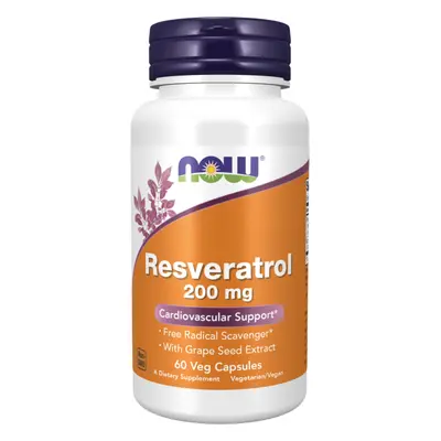 NOW® Foods NOW Resveratrol (szőlőmag kivonattal), 200 mg, 60 Vega kapszula