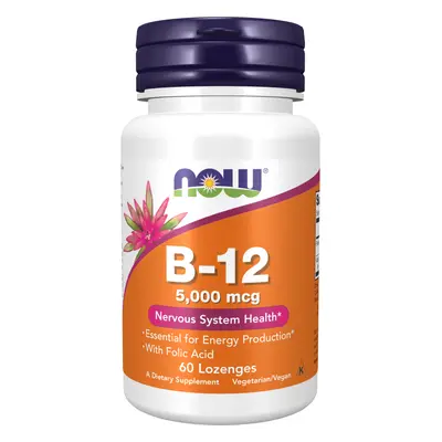 NOW® Foods NOW B12 vitamin folsavval (B12 vitamin + folsav folsavval), 5000 mcg, 60 pasztilla