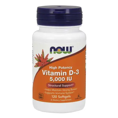 NOW® Foods NOW D3-vitamin, 5000 NE, 120 lágygél kapszula