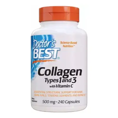 A Doctor's Best kollagén por, I és III típusú C-vitaminnal 500 mg, 240 kapszula