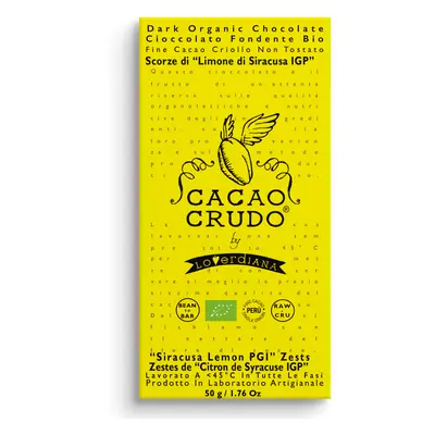 Cacao Crudo Raw Étcsokoládé citromhéjjal, 50 g