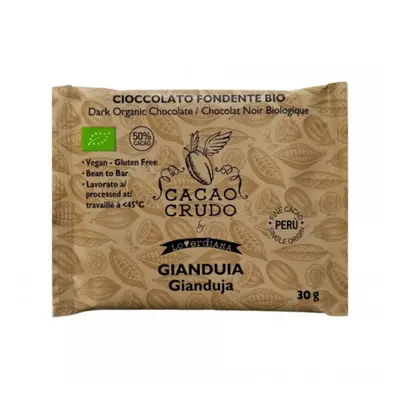 Cacao Crudo nyers étcsokoládé Gianduja, BIO, 30 g