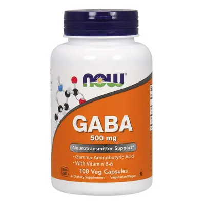 NOW® Foods NOW GABA (gamma-amino-vajsav) 500 mg + 2 mg B6-vitamin, 200 kapszula