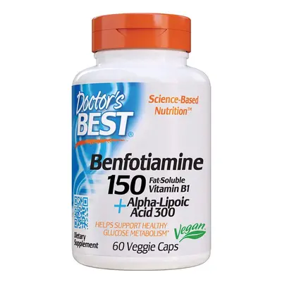 Doctor's Best alfa-liponsav-benfotiamin (B1-vitamin liponsavval), 300 mg, 60 növényi kapszula