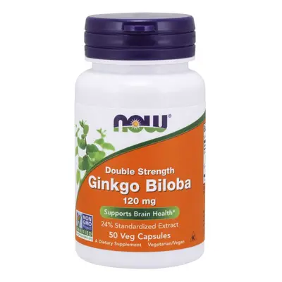 NOW® Foods NOW Ginkgo Biloba Double Strength, Ginkgo Biloba kettős erősségű, 120 mg, 50 növényes