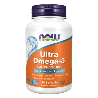 NOW® Foods NOW Ultra omega-3, 250 DHA / 500 EPA, 90 softgel kapszulában