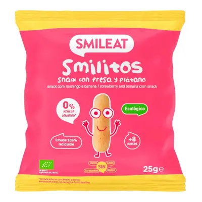 Smileat kukorica chips banán és eper szűz olívaolajjal 8M+, BIO, 25 g