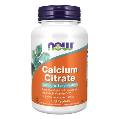 NOW® Foods NOW Calcium citrate, Kalcium-citrát, ásványi anyagokkal és D-2-vitaminnal, 100 tablet