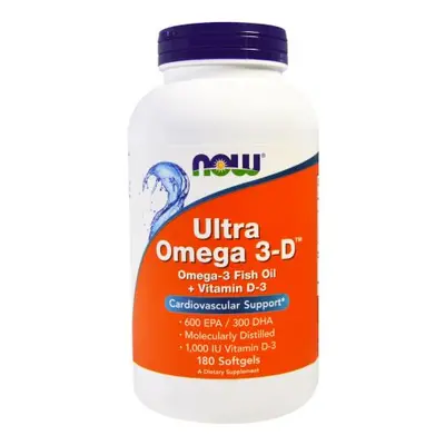 NOW® Foods NOW Ultra omega-3 D-vitaminnal, 300 DHA / 600 EPA, 180 softgel kapszula