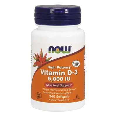 NOW® Foods NOW D3-vitamin, 5000 NE, 240 soft kapszulában