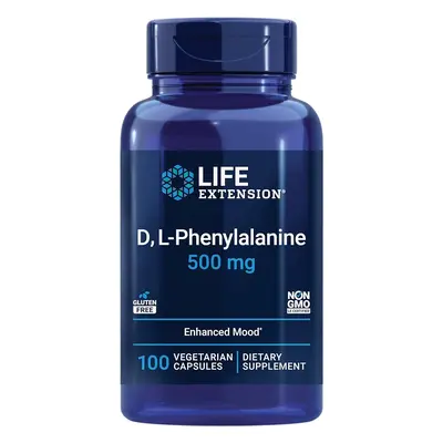 Life Extension Life Extension, D, L-fenilalanin, hangulatjavító, 500 mg, 100 vegán kapszula