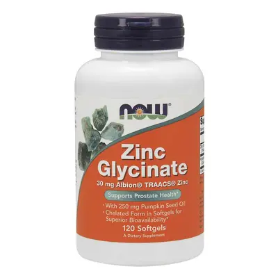 NOW® Foods NOW Zinc Glycinate , Cink-biszglicinát + tökolaj, 30 mg, 120 lágygél kapszula