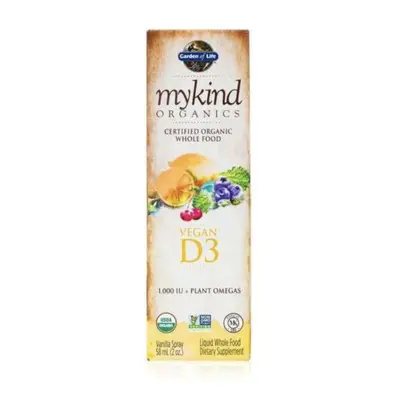 Garden of life Mykind Organics Vegan D3 Oranic spray 1000 NE, D3-vitamin spray, vanília, 58 ml