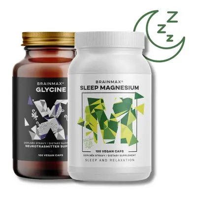 BrainMax Sleep magnézium + BrainMax Glycin 975 mg, 100 db növényi kapszula