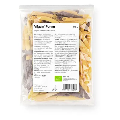 Vilgain BIO Penne tészta – kukoricás sárgarépával 250 g