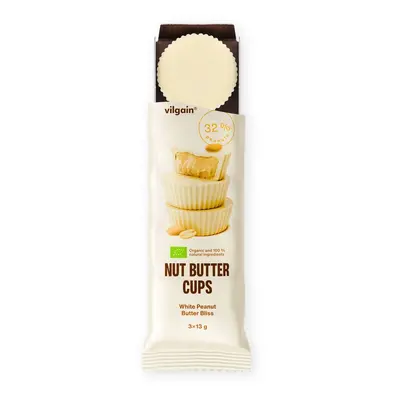 Vilgain BIO Nut Butter Cups – Fehér csokoládé földimogyoróvajjal 39 g (3 x 13 g)