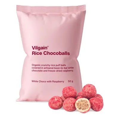 Vilgain Rice Chocoballs BIO – Fehér csokoládé málnával 50 g