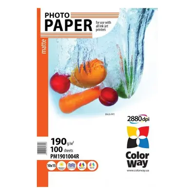 COLORWAY FOTOPAPIR CW MATT 190G/M2,100DB,10×15 (PM1901004R)