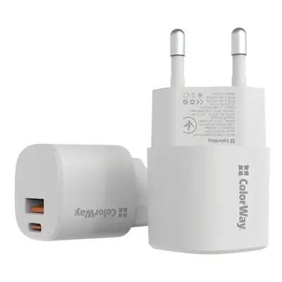 COLORWAY AC TOLTO GAN3 POWER DELIV. PORT PPS USB (TYPE-C PD+USB QC3.0), 33W, FEHER, (CW-CHS043PD